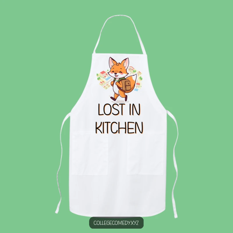 Funny Campus Fox Apron: Culinary Explorer Fox, Hilarious Kitchen Funny Gift