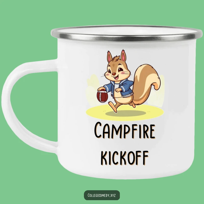 Funny Squirrel Football Camping Mug: Durable Letterman Squirrel, Outdoorsy Funny Gift