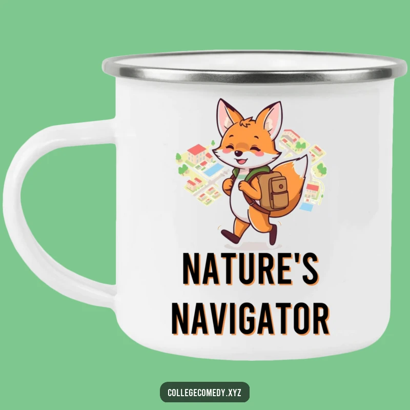 Funny Campus Fox Camping Mug: Durable Explorer Fox, Outdoorsy Funny Gift