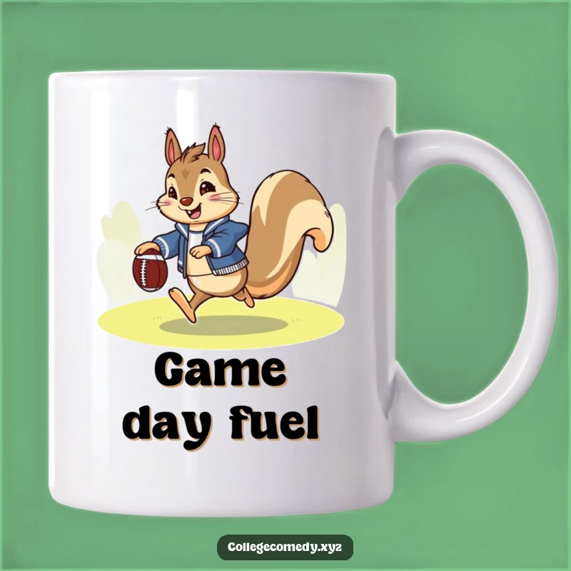 Funny Squirrel Football Mug: Energetic Letterman Squirrel, Perfect Funny Gift