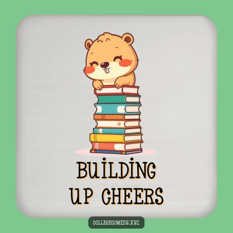 Funny Beaver Book Coaster: Protect Surfaces, Humorous Decor, Perfect Gift for Bookstores