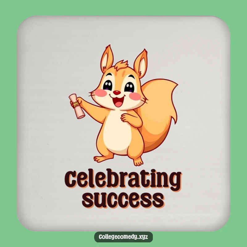 Funny Squirrel Graduation Coaster: Protect Surfaces, Humorous Decor, Perfect Gift for Parties