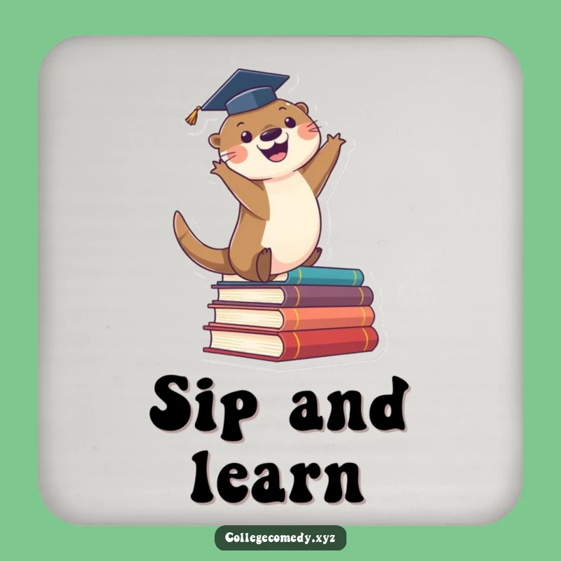 Funny Graduation Otter Coaster Set: Protect Surfaces with Leaping Otter Fun, Funny Gift