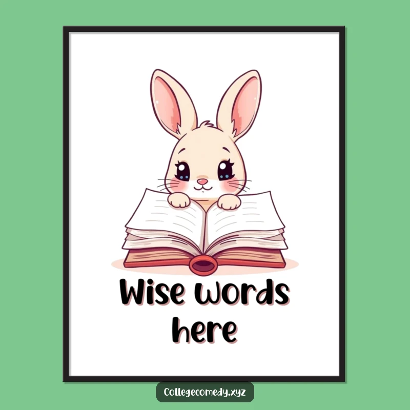 Funny Rabbit Textbook Poster: Whimsical Wall Art, Perfect Humorous Gift for Classrooms
