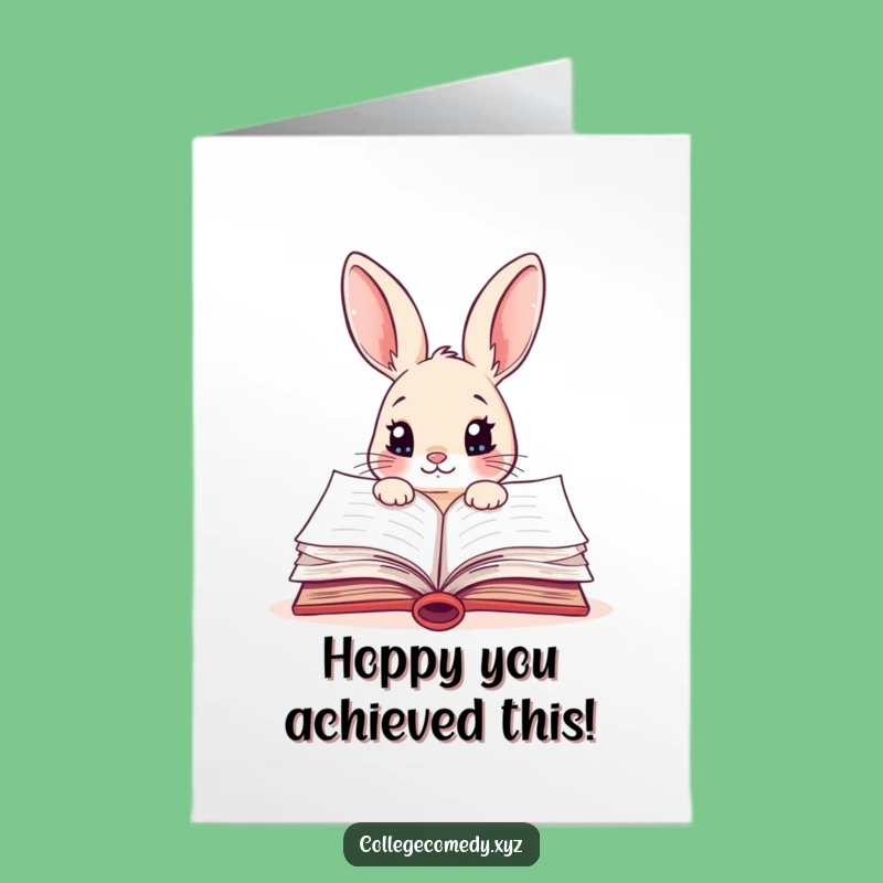 Free Printable Rabbit Congrats Card: Funny Achievement DIY Downloadable