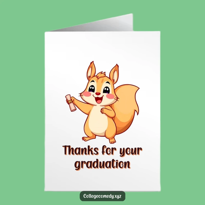 Free Printable Squirrel Thank You Card: Humorous Celebratory DIY