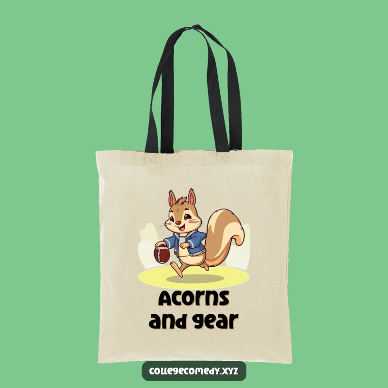 Funny Squirrel Football Tote Bag: Stylish Letterman Squirrel, Chic Funny Gift Accessory